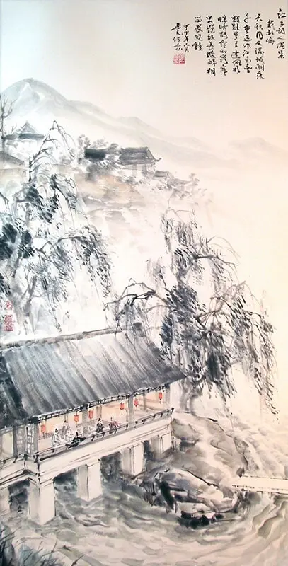 Changing on Old Friends in A Village Inn by Dai Shulun -  Wulü   Reunion   Autumn   Travel   Night 