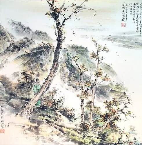 Climbing in Autumn for a View From the Temple on the Terrace of General Wu by Liu Changqing -  Lüshi   Autumn   Nostalgia   Ruins   Solitude 