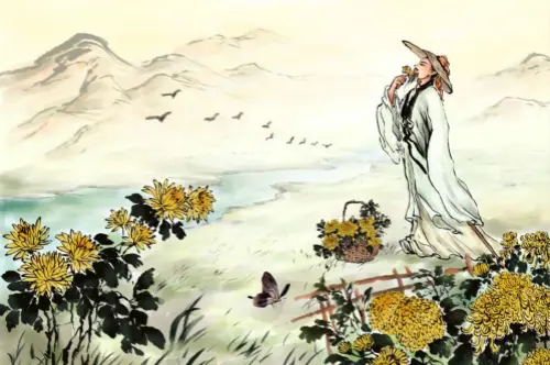 The Double Ninth Festival Delayed by Rain by Yu Xuanji -  Jueju   Autumn   Rain   Festival   Longing 