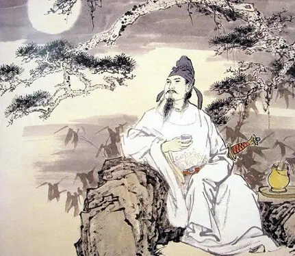 Down Zhongnan Mountain to the Kind Pillow and Bowl of Husi by Li Bai (Li Po) -  Gushi   Nature   Wine   Friendship   Night   Moon 