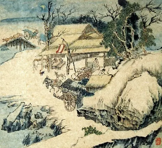 Early Departure at Shang Mountain by Wen Tingyun -  Wulu   Travel   Dawn   Nostalgia   Solitude 