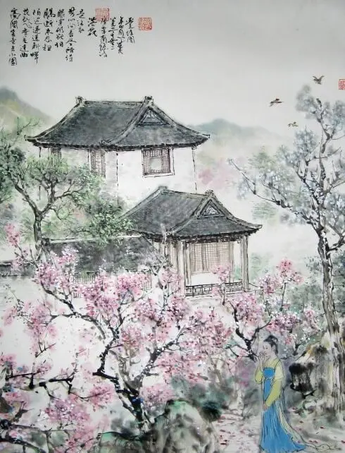Falling Petals by Li Shangyin -  Wulü   Decay   Parting   Spring   Grief 