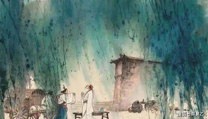 Farewell at the Pavilion of Xie by Xu Hun -  Late Tang Dynasty   Songbie Shi   Melancholy Realism   Sobriety Trauma   Atmospheric Contrast   Spatial Descent   West Tower (Xilou) 