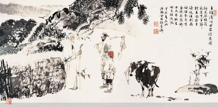 A Farm-house on the Wei River by Wang Wei -  Old Style Verse   Dusk   Return   Pastoral 