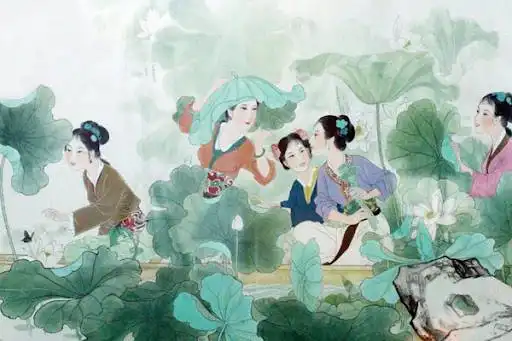 The lotus flowers gently dance in the wind by Bai Juyi -  Romance  Shyness  Feminine Beauty  Momentary Emotion 