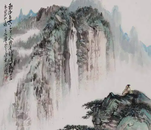The Waterfall at Lu Shan by Li Bai (Li Po) -  Mountain  Waterfall 