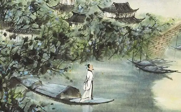 A Night-mooring Near Maple Bridge by Zhang Ji #Moon #Fishing Boats 