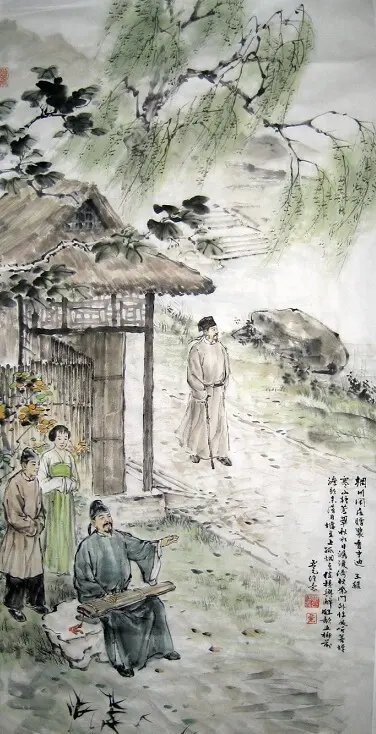 A Message From My Lodge at Wangchuan to Pei Di by Wang Wei -  Regulated Verse   Friendship   Dusk   Reclusion 