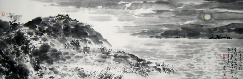At Nanjing Ferry by Zhang Hu -  Jueju   Autumn   Night   River   Sorrow   Journey 