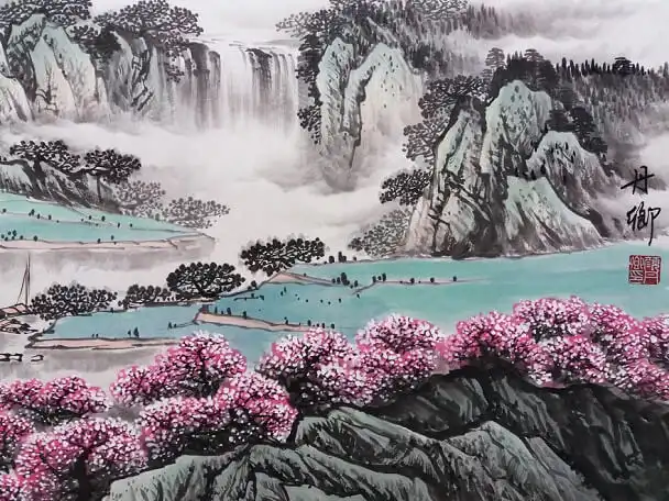 Peach Blossom Journey by Wang Wei -  Old Style Verse   Utopia   Time   Peach Blossom 