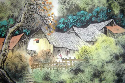 A Sandless Sky · Autumn by Bai Pu -  Qu   Autumn   Color   Village   Contrast 