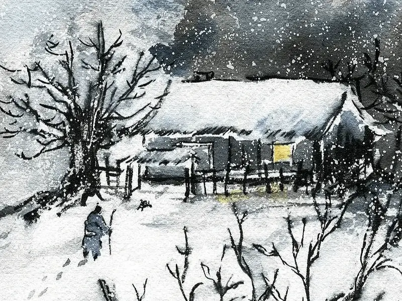 Seeking Shelter During a Snowstorm on Furong Mountain by Liu Changqing #Travel #Mountain #Winter #Shelter 