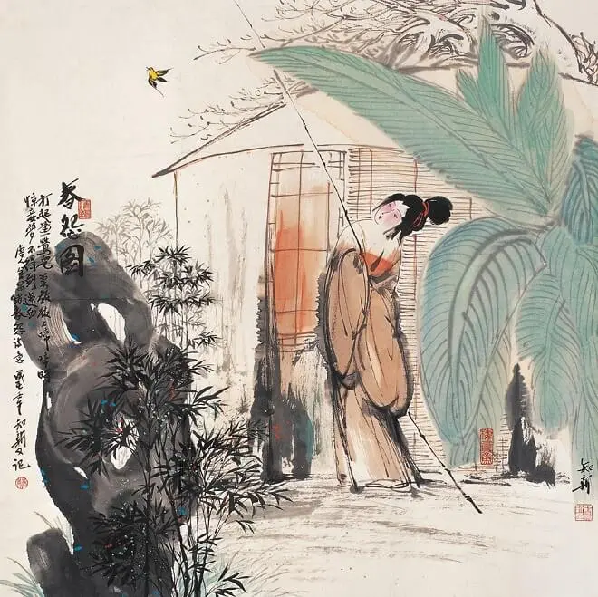 A Spring Sigh by Jin Changzu -  Soldier  Young Wife  Longing 