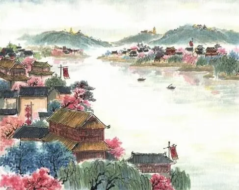 Spring South of the River by Du Mu -  Jueju   Spring   Landscape   History   Mist 