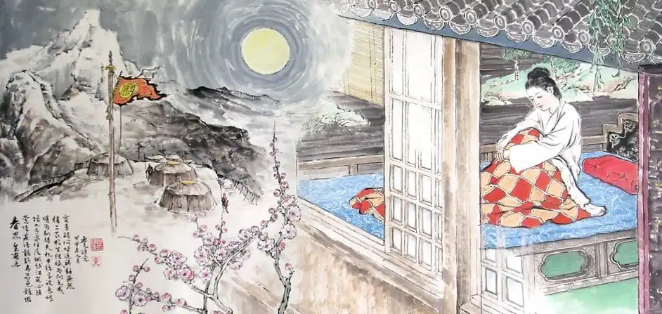 Spring Thoughts by Huangfu Ran -  Lüshi   Spring   War   Sorrow   Longing   Family 