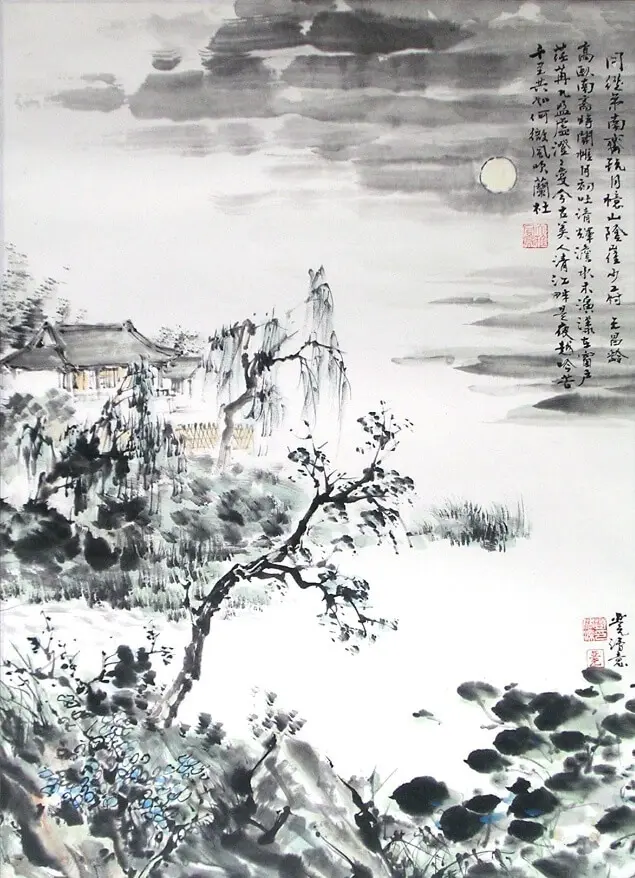 With My Brother at the South Study Thinking in the Moonlight of Vice-prefect Cui in Shanyin by Wang Changling -  Old Style Verse   Moonlight   Distance   Friendship 