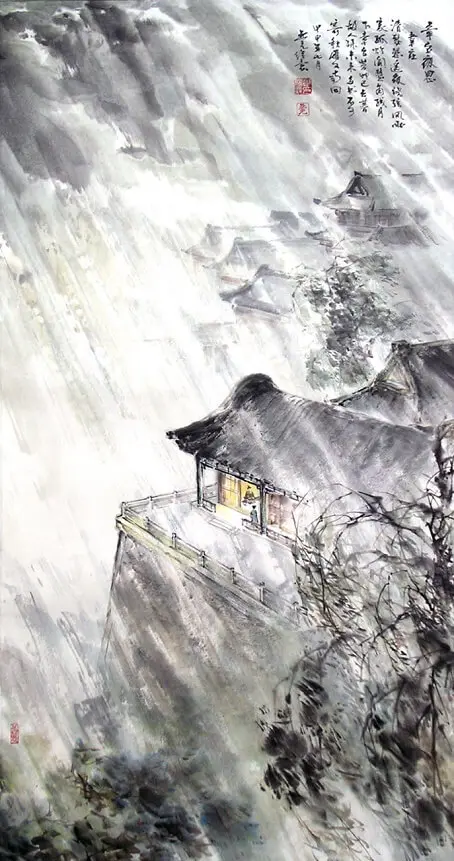 A Night Thought on Terrace Tower by Wei Zhuang -  Wulü   Night   Solitude   Longing   Autumn   Home 