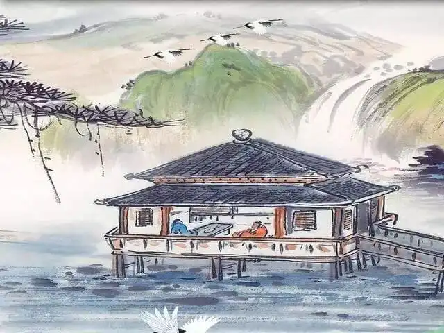 An Evening View of the City of Youzhou After Coming From Hankou to Parrot Island a Poem Sent to My Friend Governor Yuan by Liu Changqing -  Regulated Verse   River   Dusk   Distance 