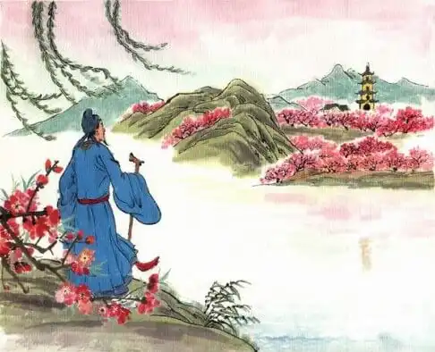 Walking Along The Riverbank Alone Enjoying The Flowers by Du Fu -  Tang Dynasty Poetry   Seven-Character Quatrain   Chengdu Period   Botanical Anthropomorphism   Aging and Mortality   Transience of Spring   Ecological Rhythm 