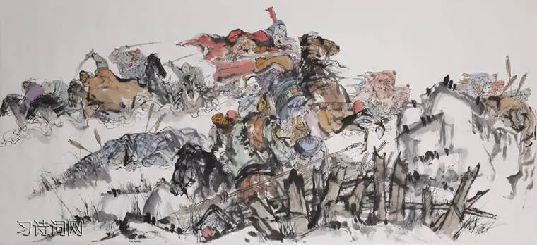A Song of Wheel Tower in Farewell to General Feng of the Western Expedition by Cen Shen -  War   Heroic Style   Border   Frontier 